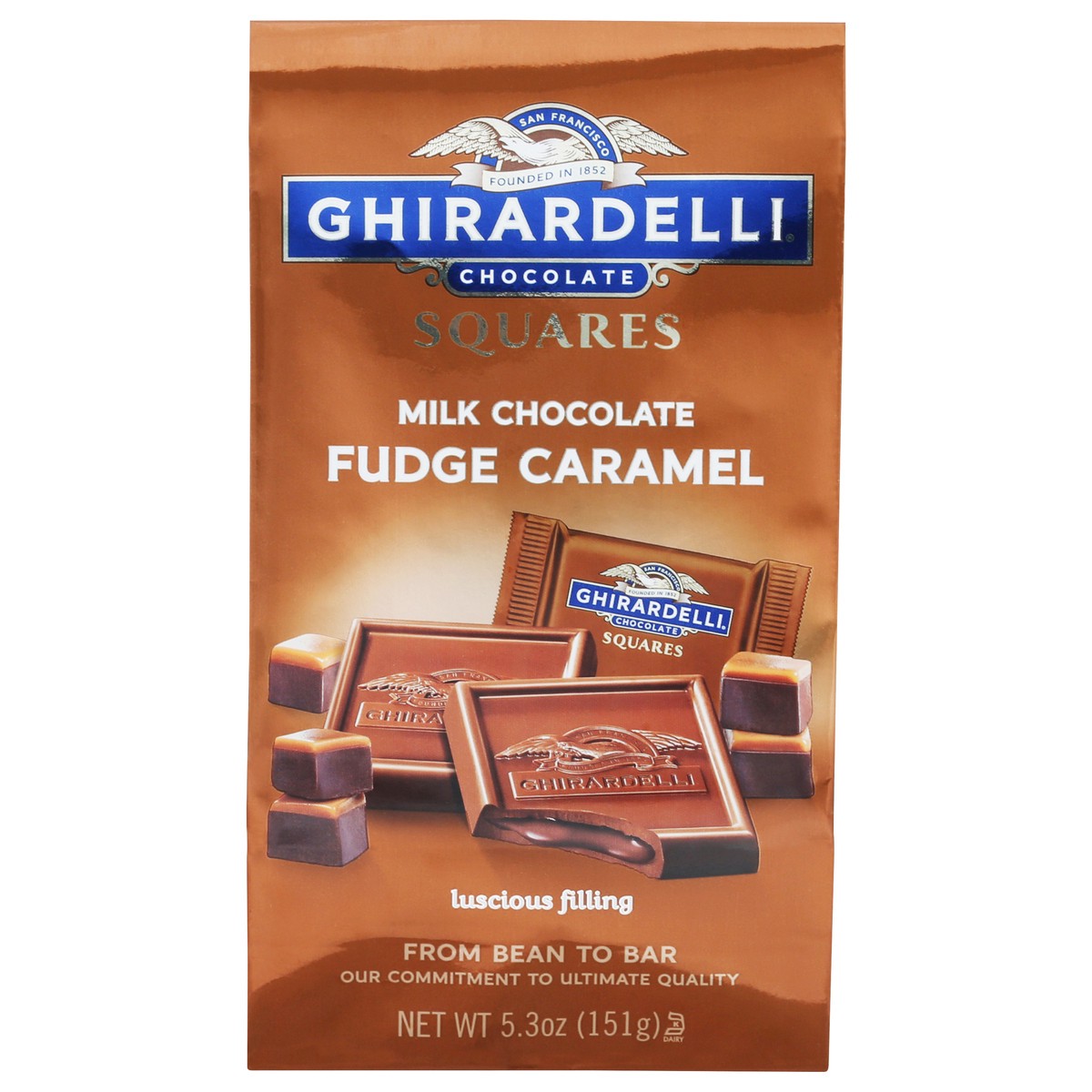 slide 1 of 9, Ghirardelli Fudge Caramel Milk Chocolate Squares 5.3 oz, 5.3 oz