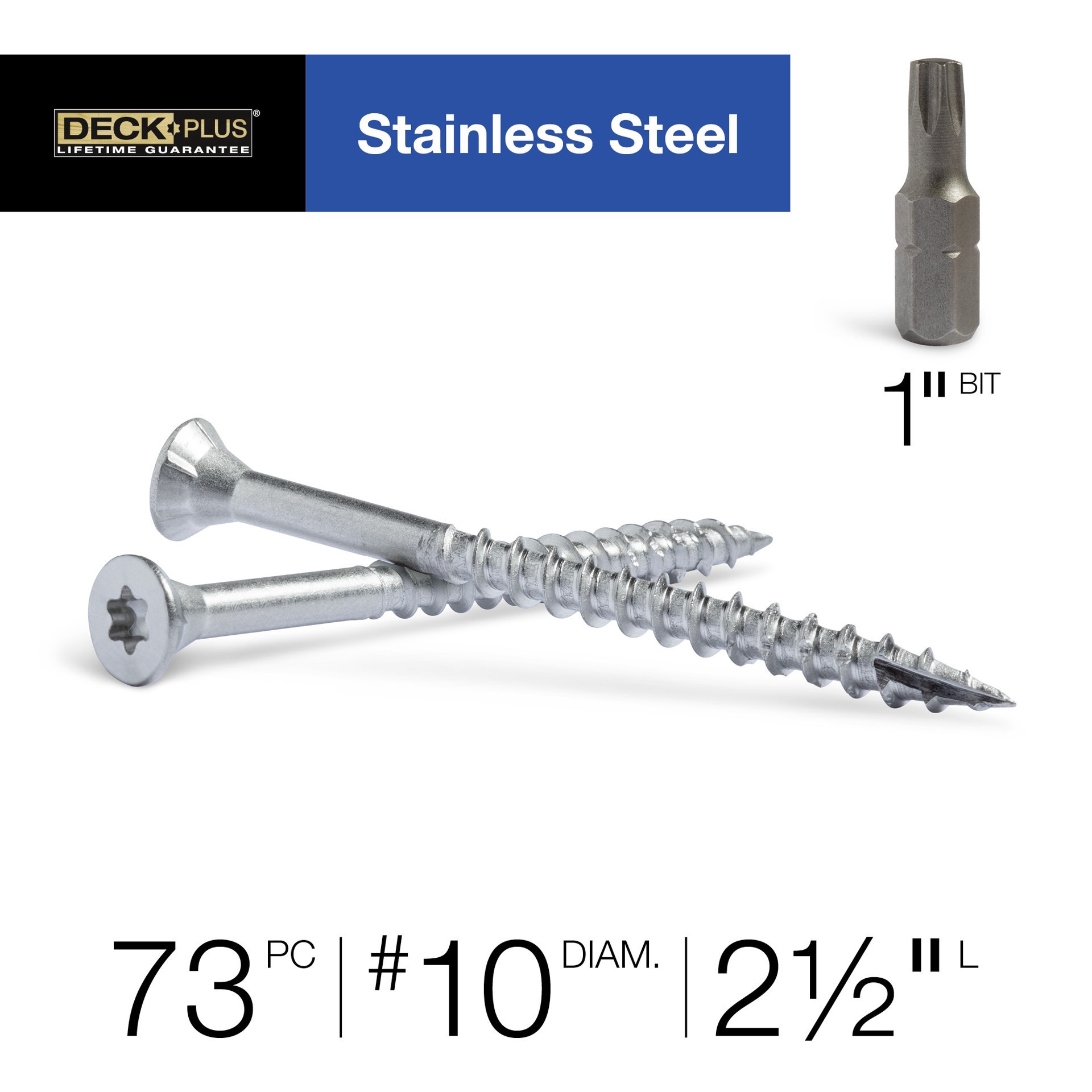 slide 3 of 6, Deck Plus #10 x 2-1/2-in Wood To Wood Deck Screws (73-Per Box), 1 ct
