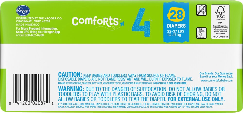 slide 2 of 4, Comforts Jumbo Baby Diapers Size 4 (22-37 Lbs), 28 ct