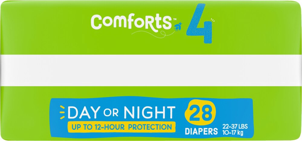 slide 4 of 4, Comforts Jumbo Baby Diapers Size 4 (22-37 Lbs), 28 ct