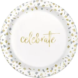 9 Inch Gold Confetti Celebrate Plate