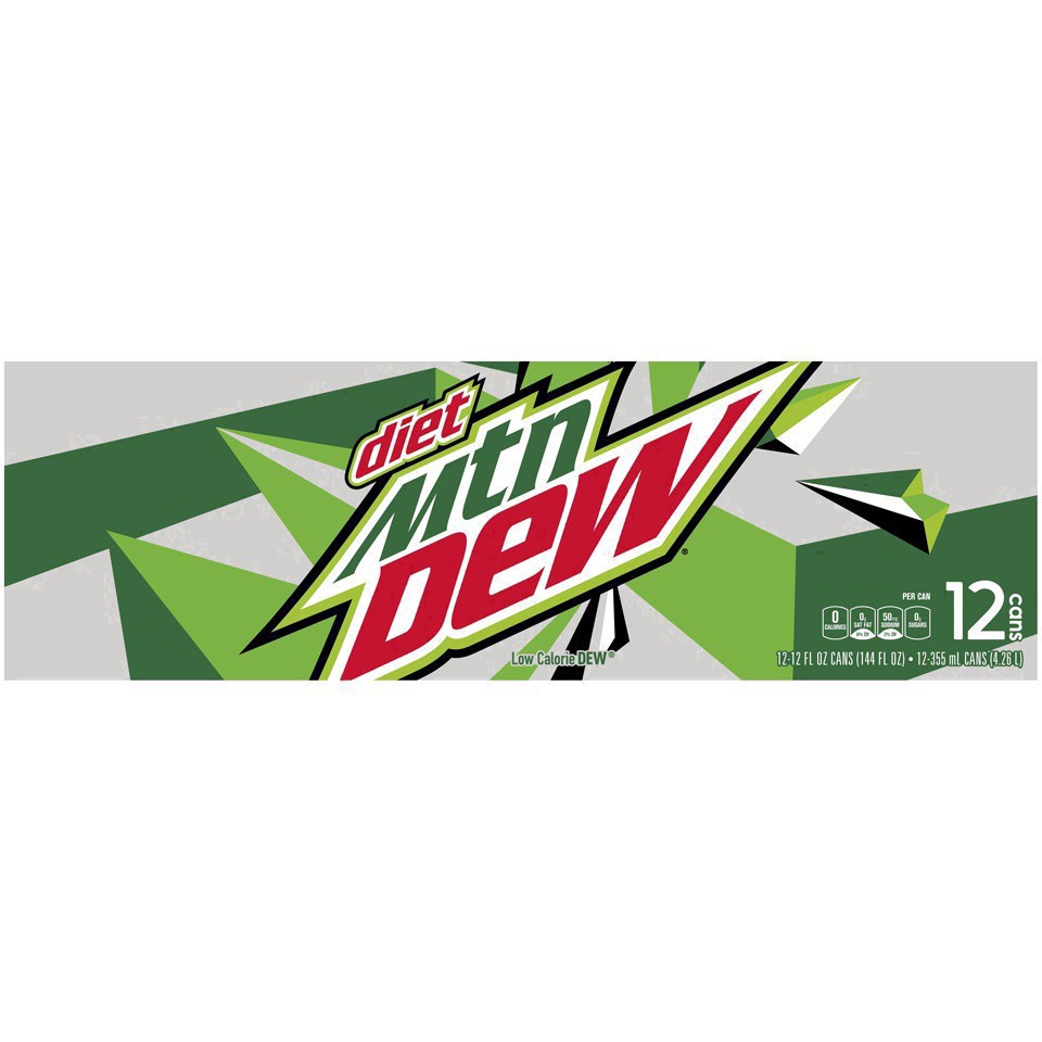 slide 11 of 26, Diet Mountain Dew Zero Sugar Soda Cans, 12 ct; 12 oz