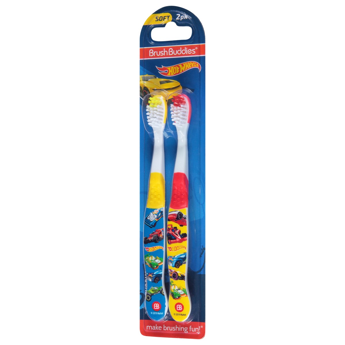 slide 2 of 9, BrushBuddies Soft Hot Wheels Toothbrushes 2 Pack, 2 ct