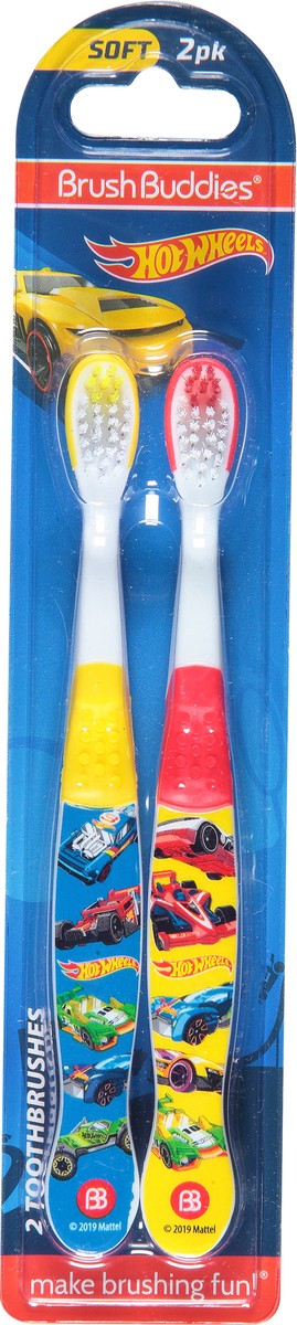 slide 8 of 9, BrushBuddies Soft Hot Wheels Toothbrushes 2 Pack, 2 ct