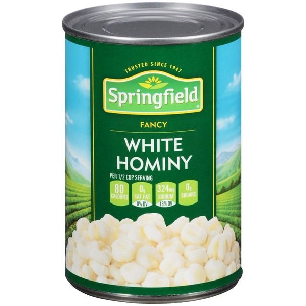 slide 1 of 1, Springfield Fancy White Hominy, 15 oz