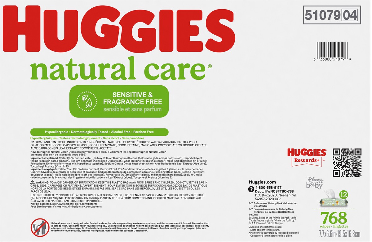 slide 6 of 9, Huggies Natural Care Sensitive Baby Wipes, Unscented, 768 ct