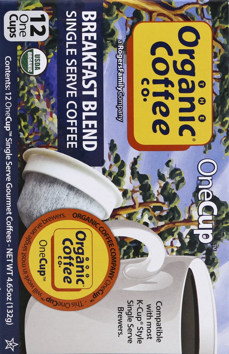 slide 5 of 5, The Organic Coffee Co. Breakfast Blend Coffee 12 Single Serve OneCups, 12 ct