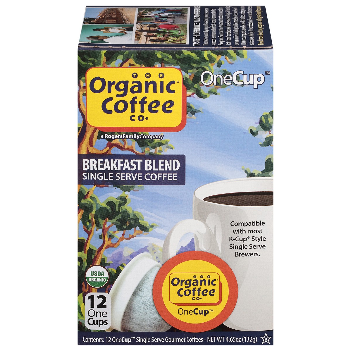 slide 1 of 5, The Organic Coffee Co. Breakfast Blend Coffee 12 Single Serve OneCups, 12 ct