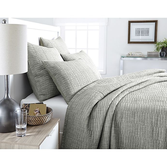 slide 2 of 3, Real Simple Dune Chambray Reversible Twin Coverlet - Sage, 1 ct