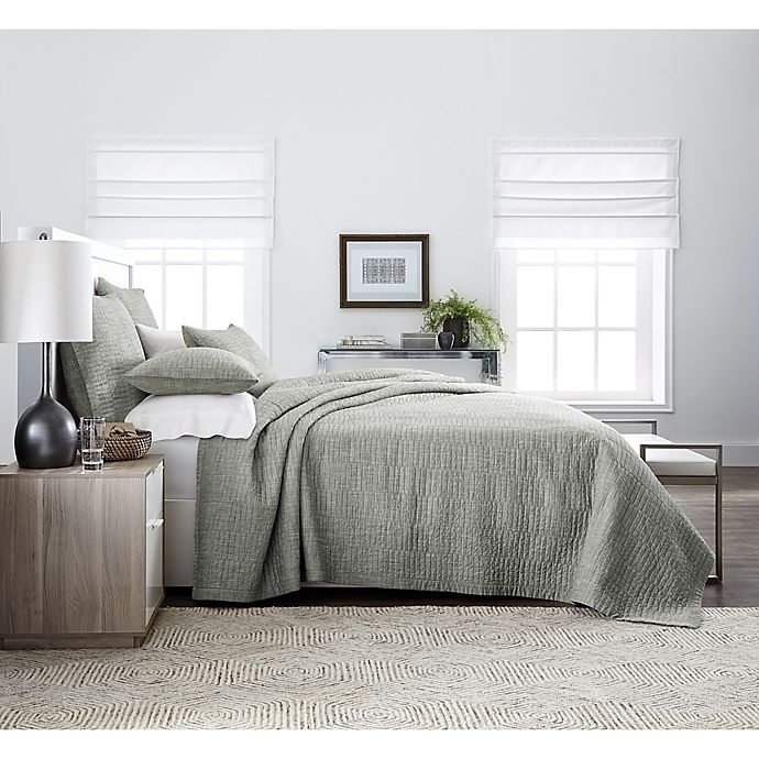 slide 1 of 3, Real Simple Dune Chambray Reversible Twin Coverlet - Sage, 1 ct