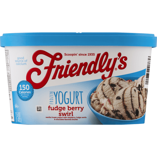 slide 15 of 18, Friendly's Fudge Berry Swirl Frozen Yogurt, 48 fl oz