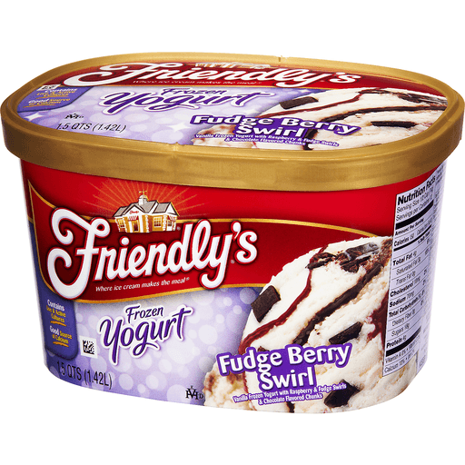 slide 4 of 18, Friendly's Fudge Berry Swirl Frozen Yogurt, 48 fl oz