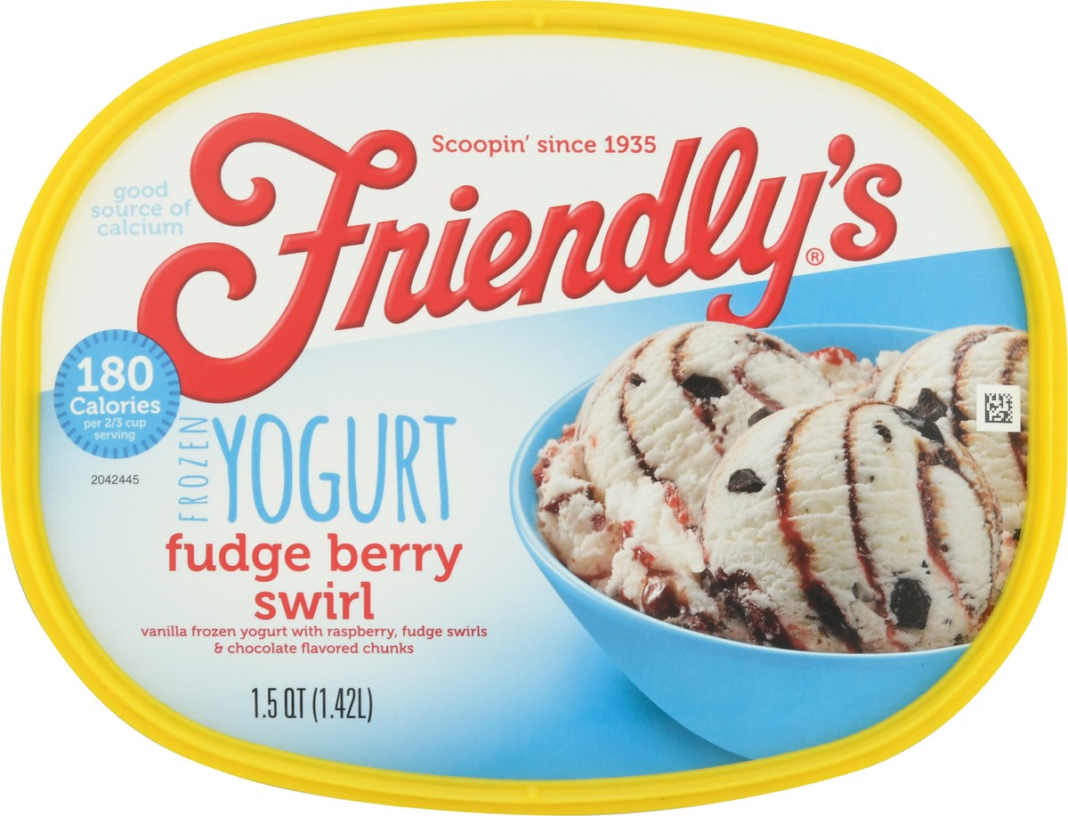 slide 6 of 12, Friendly's Fudge Berry Swirl Frozen Yogurt 1.5 qt, 1.5 qt