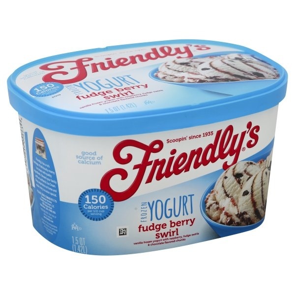 slide 1 of 18, Friendly's Fudge Berry Swirl Frozen Yogurt, 48 fl oz