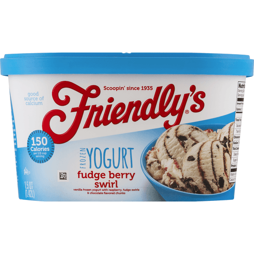 slide 9 of 18, Friendly's Fudge Berry Swirl Frozen Yogurt, 48 fl oz