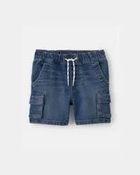 Oshkosh Toddler Boy Denim Drawstring Cargo Shorts - Dark Wash Blue 2T