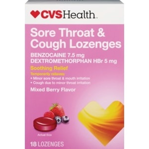 slide 1 of 1, CVS Health Sore Throat & Cough Lozenges, 18 ct
