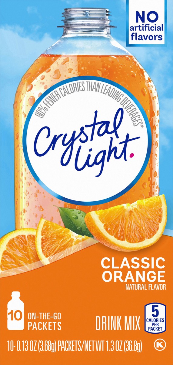 slide 1 of 5, Crystal Light Classic Orange Powdered Drink Mix, 10 ct - 0.13 oz Packets, 1.3 oz