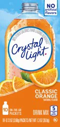 Crystal Light Drink Mix, 10 Packets, for Convenient On-the-Go Flavorful Hydration, Classic Orange Natural Flavor, Zero Sugar, 1.3 oz