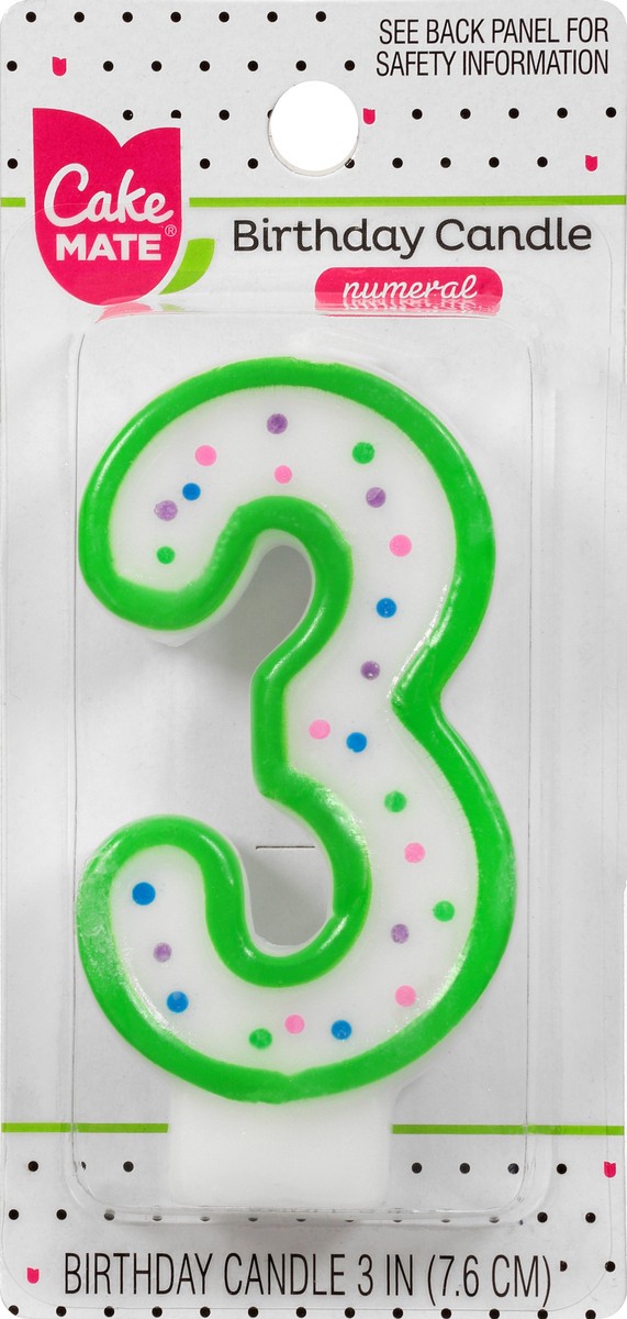 slide 1 of 9, Cake Mate 3 Inch 3 Numeral Birthday Candle 1 ea, 1 ea