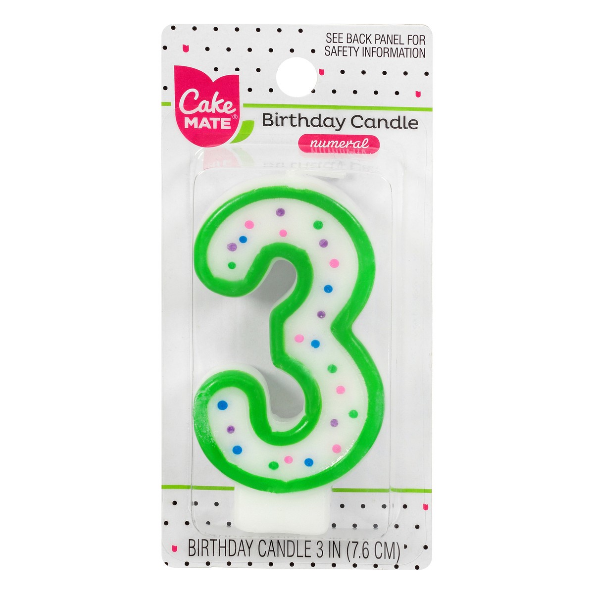 slide 1 of 9, Cake Mate 3 Inch 3 Numeral Birthday Candle 1 ea, 1 ea