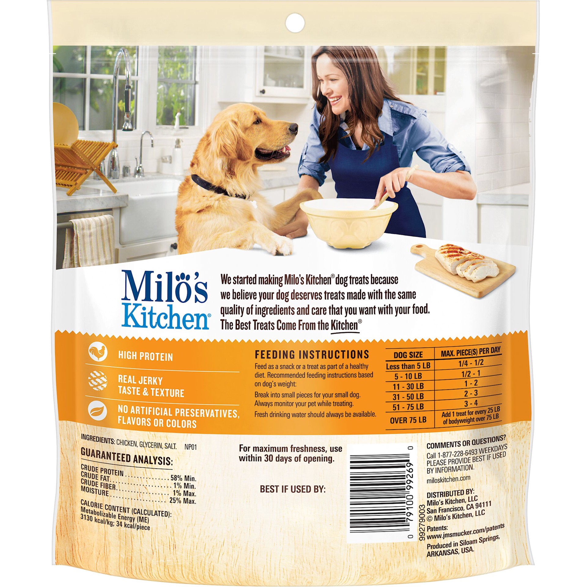 slide 3 of 4, Milo's Kitchen Milos Kitchen Chicken Dog Jerky, 7 oz