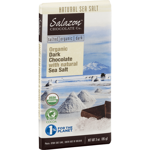 slide 1 of 1, Salazon Organic Dark Chocolate with Sea Salt & Cracked Black Pepper Bar, 3 oz