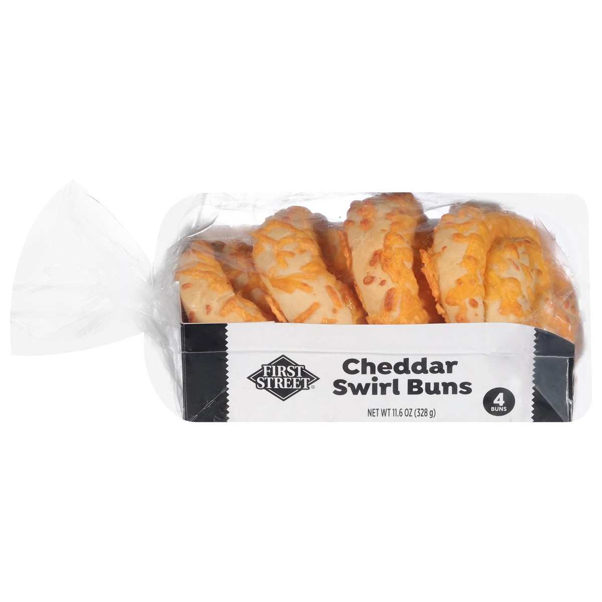 slide 2 of 14, First Street Cheddar Swirl Buns 4 Ct, 11.5 oz