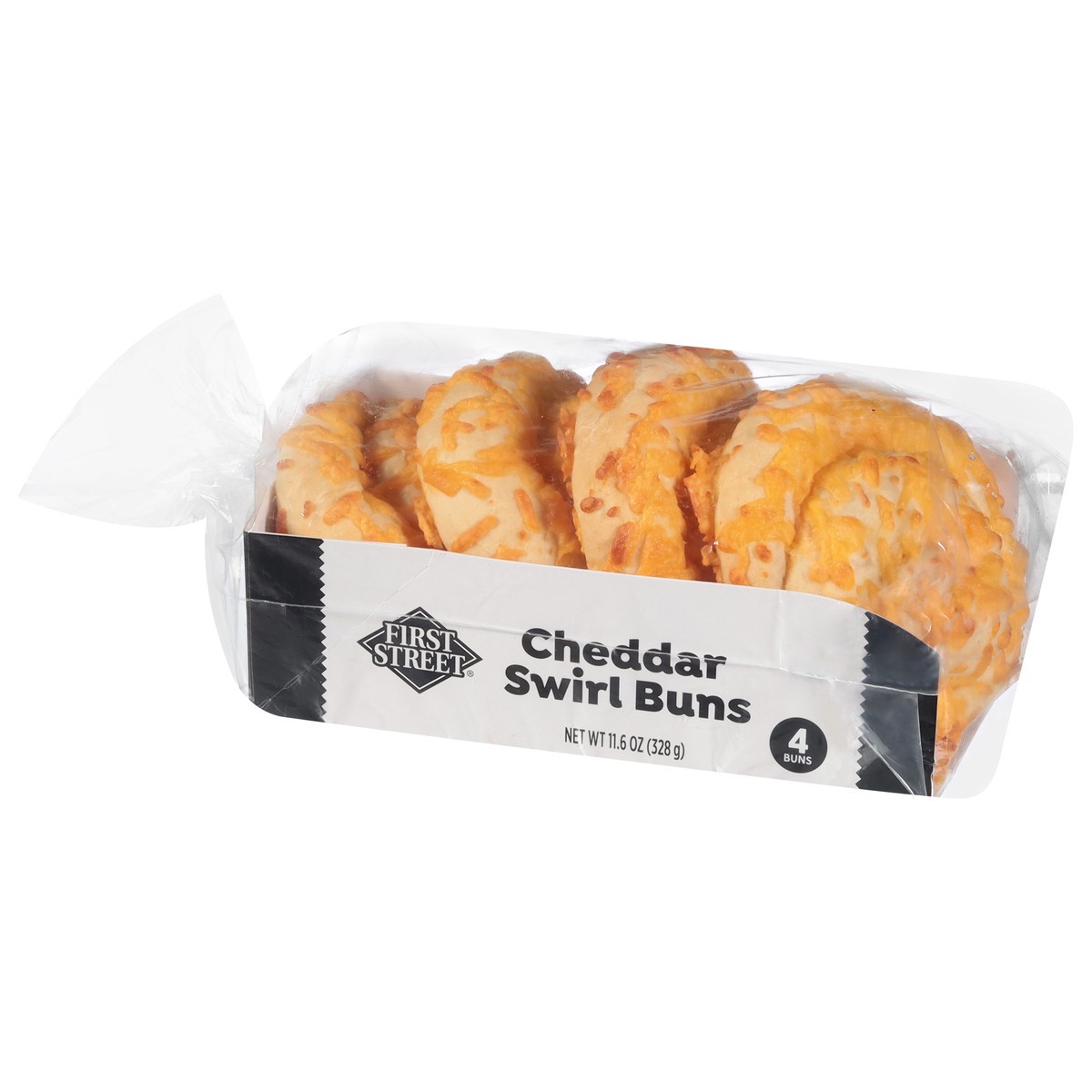 slide 11 of 14, First Street Cheddar Swirl Buns 4 Ct, 11.5 oz