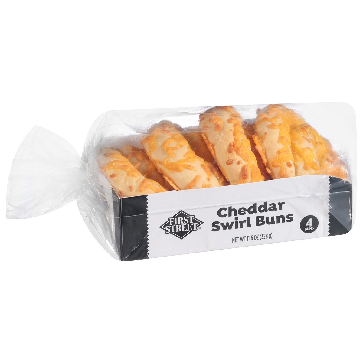 slide 6 of 14, First Street Cheddar Swirl Buns 4 Ct, 11.5 oz