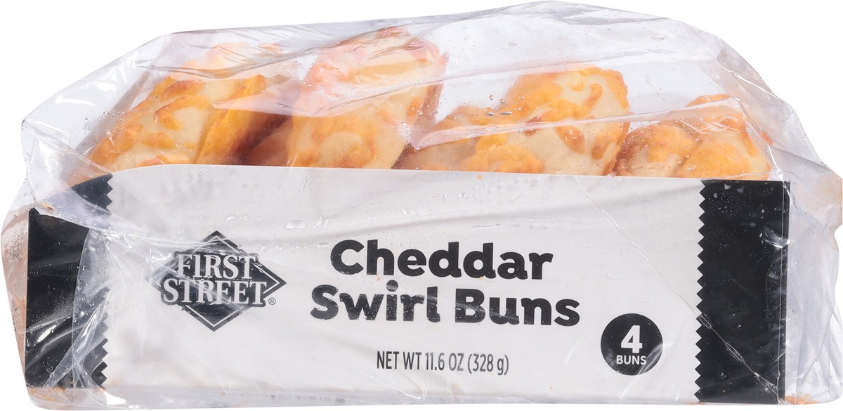 slide 4 of 14, First Street Cheddar Swirl Buns 4 Ct, 11.5 oz