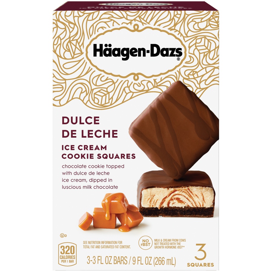 slide 1 of 6, Häagen-Dazs Dulce De Leche Ice Cream Cookie Squares, 3 ct; 3 fl oz