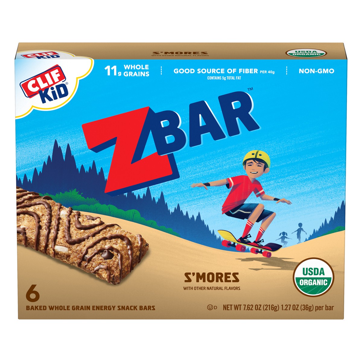 slide 1 of 10, CLIF Kid Zbar Organic S'Mores Baked Whole Grain Energy Snack Bars, 7.62 oz