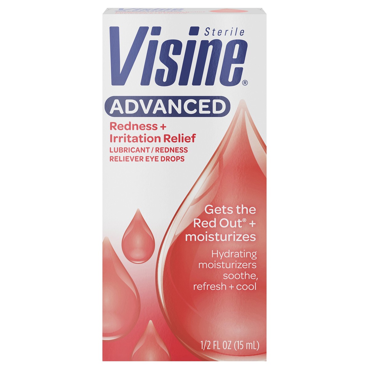 slide 1 of 1, VISINE ADVANCED Redness + Irritation Relief Eye Drops, 0.5 Fl. Oz, 0.50 fl oz