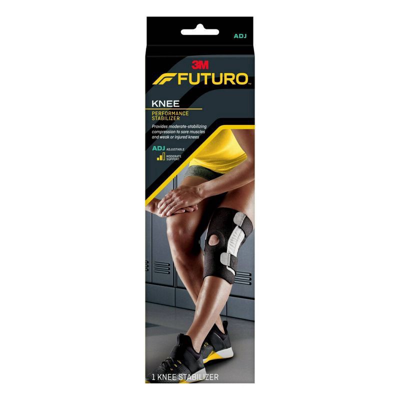 slide 1 of 13, Futuro Sport Knee Stabilizer Support Brace, Black, Adjustable, 1 ct