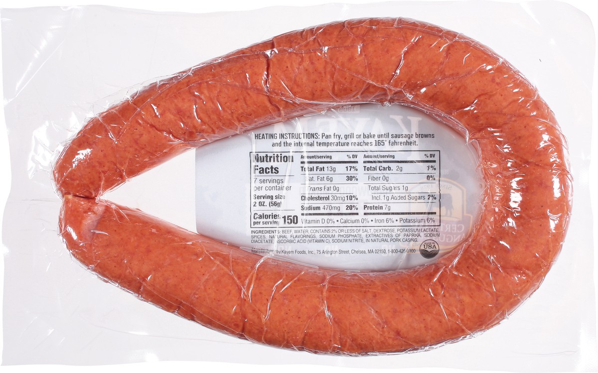 slide 4 of 9, Kayem Hardwood Smoked Beef Kielbasa 14 oz, 14 oz