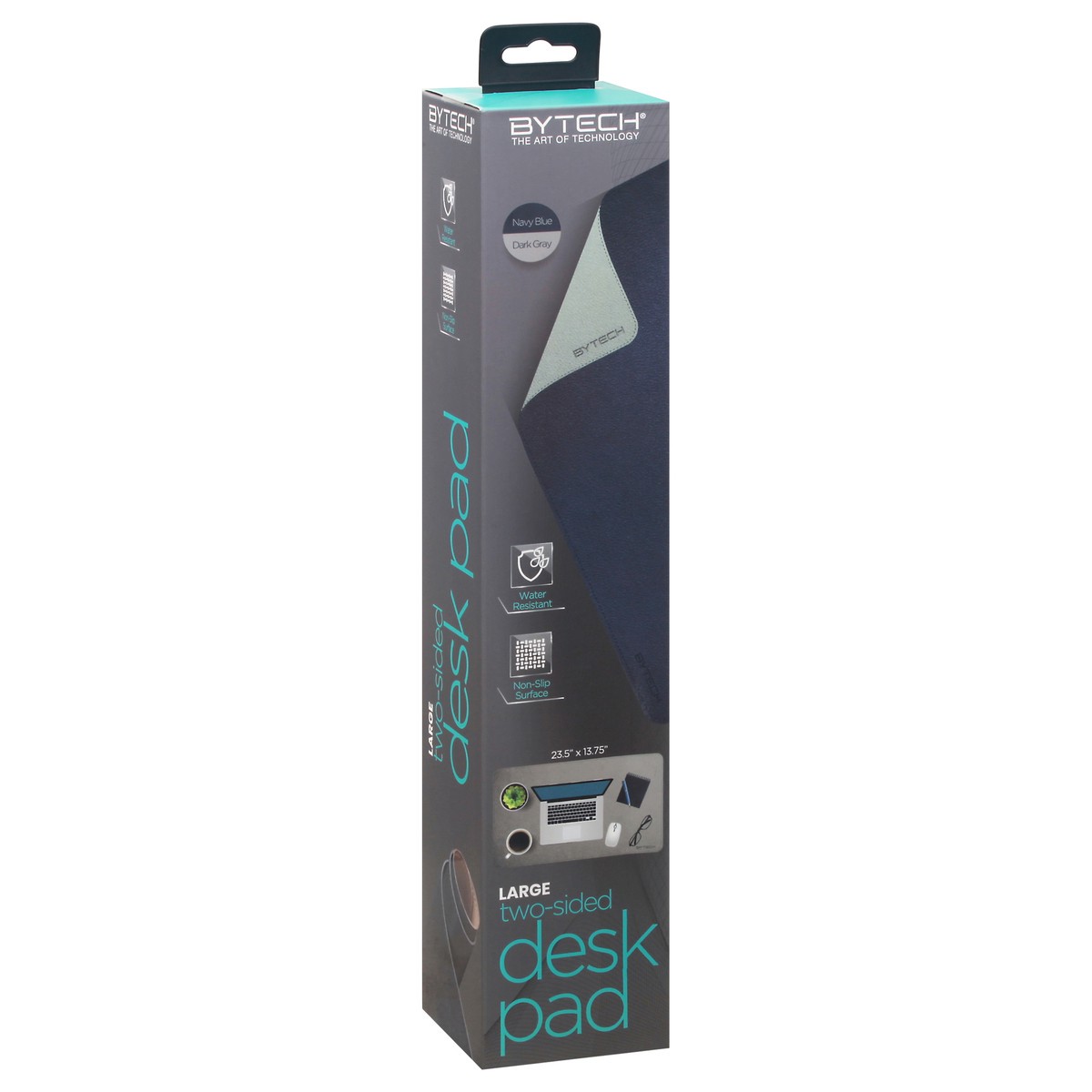 slide 4 of 5, Bytech Large Navy Blue/Dark Gray Two-Sided Desk Pad 1 ea, 1 ct