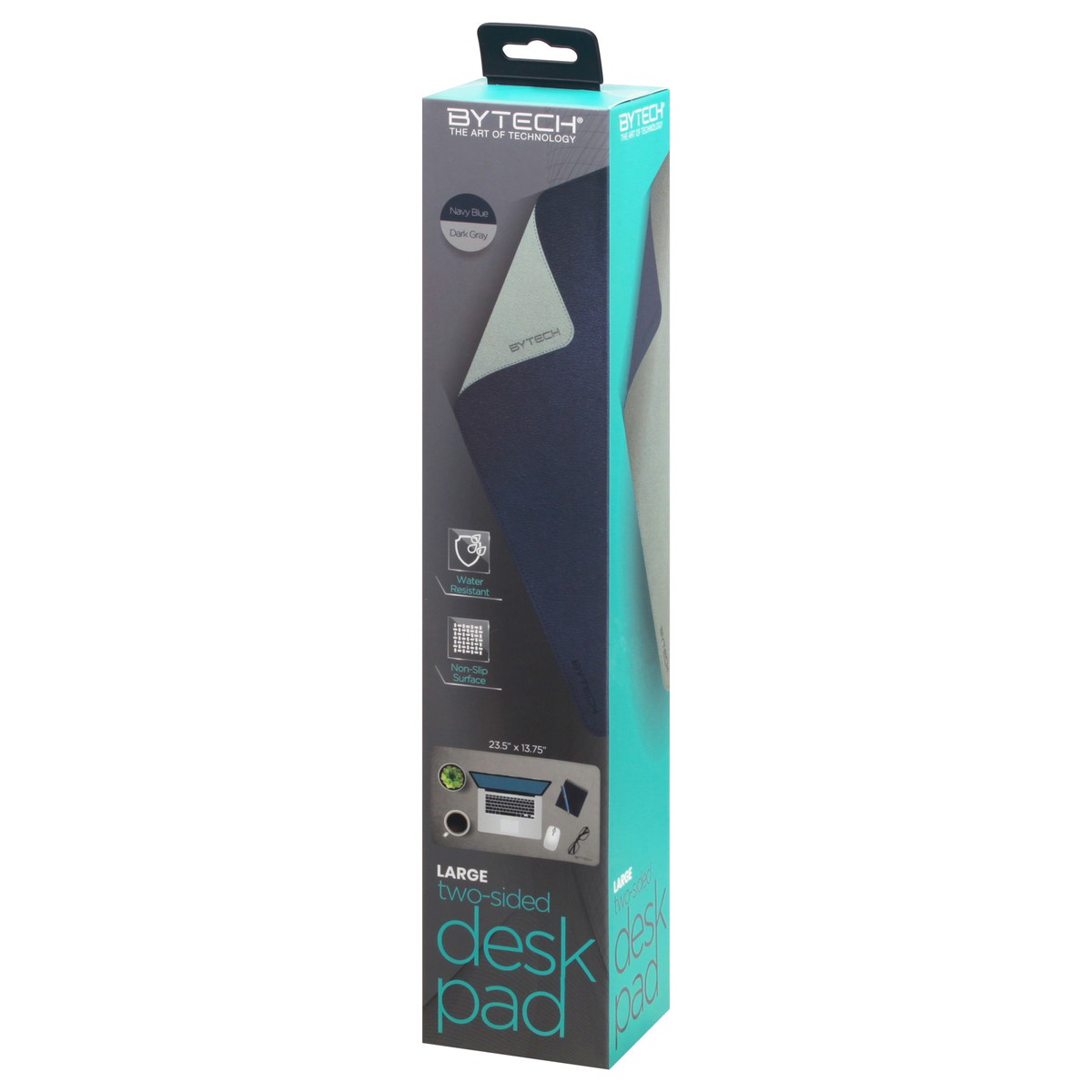 slide 5 of 5, Bytech Large Navy Blue/Dark Gray Two-Sided Desk Pad 1 ea, 1 ct