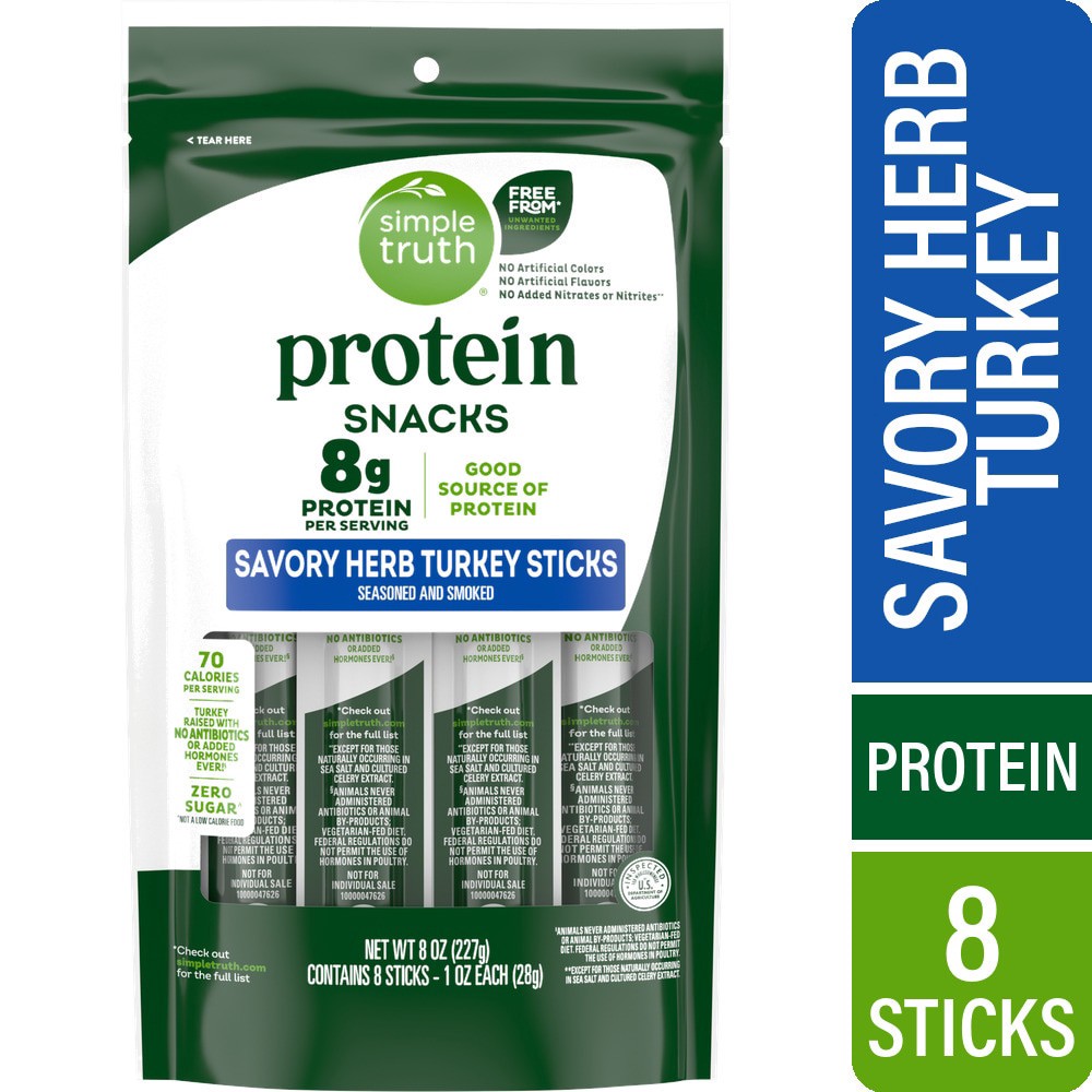 slide 1 of 2, Simple Truth Protein Savory Herb Turkey Meat Sticks, 1 oz, 1 oz