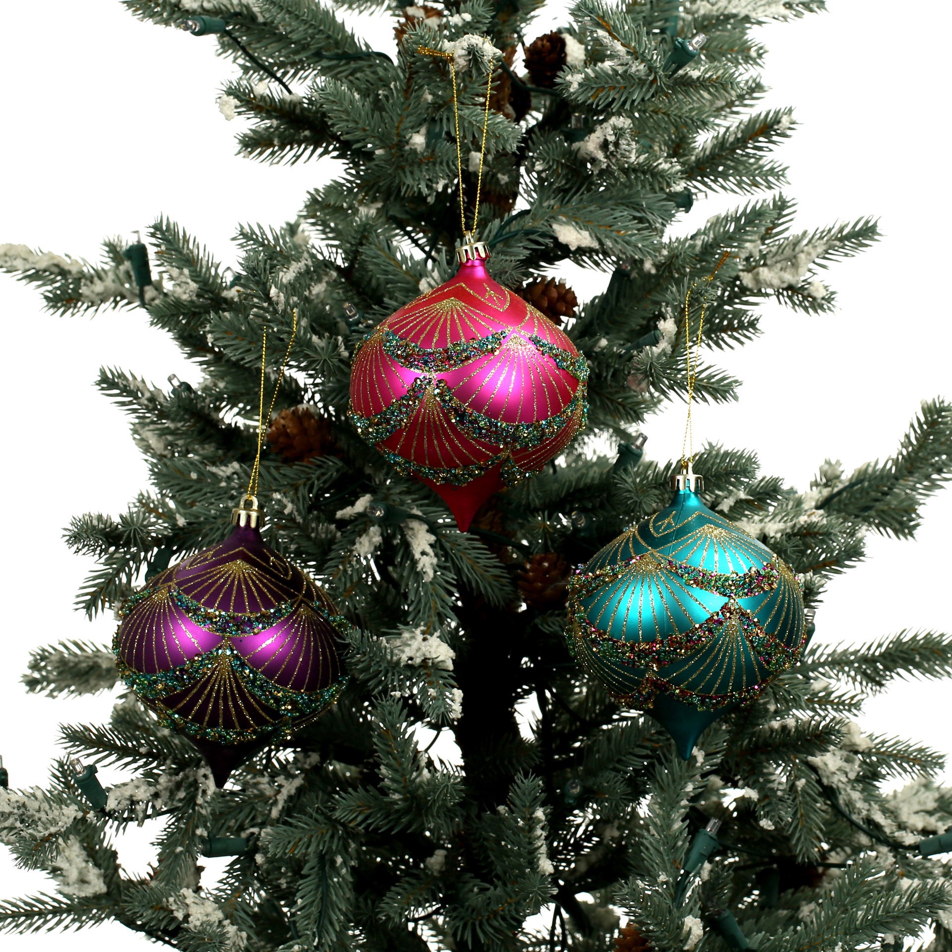 slide 3 of 3, 4 Pack 4.7" Jewels & Jolly Shatterproof Onion Ornaments By Ashland, 4 ct