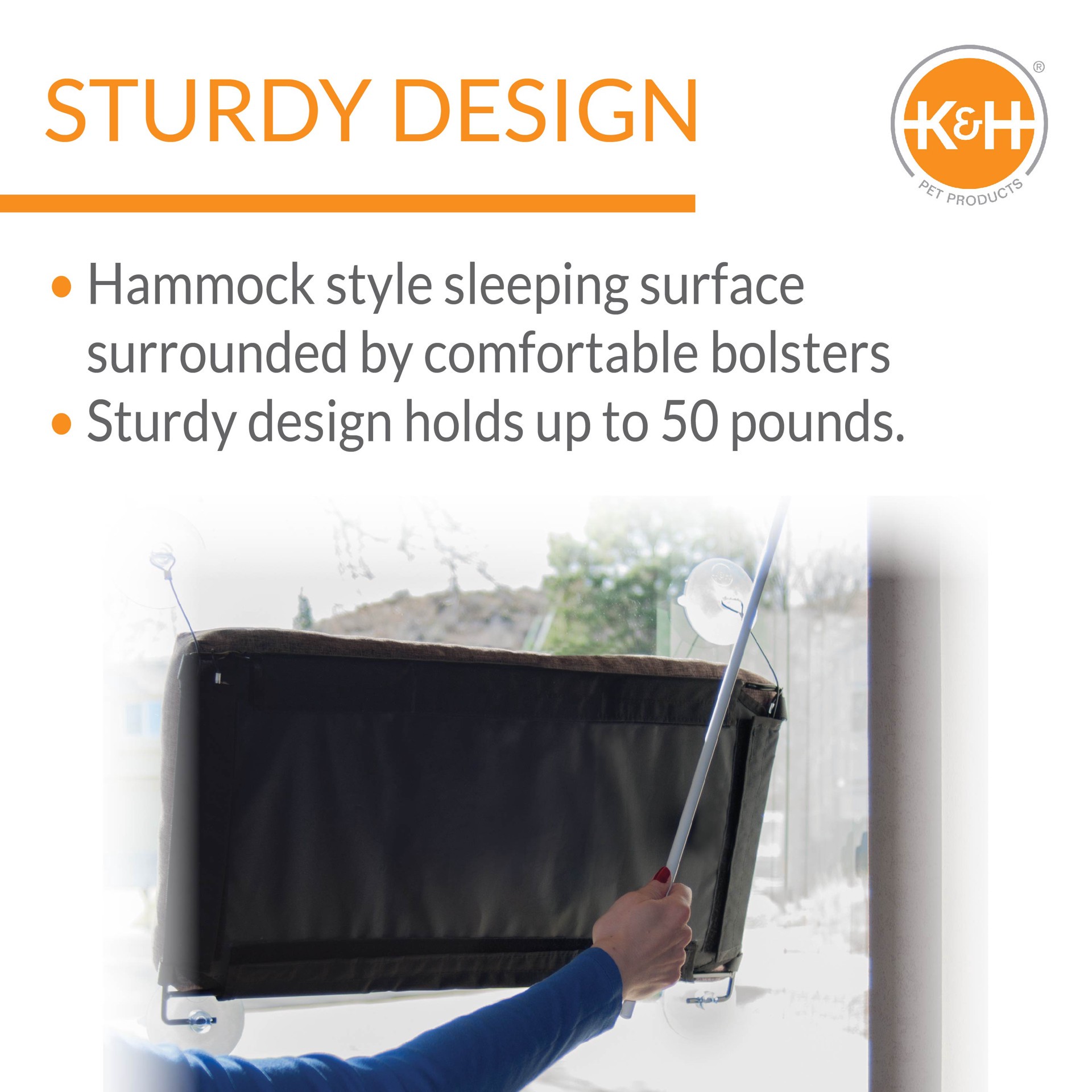 slide 4 of 9, K&H Chocolate EZ Mount Kitty Sill Deluxe with Bolster, 12" L X 23" W, 1 ct