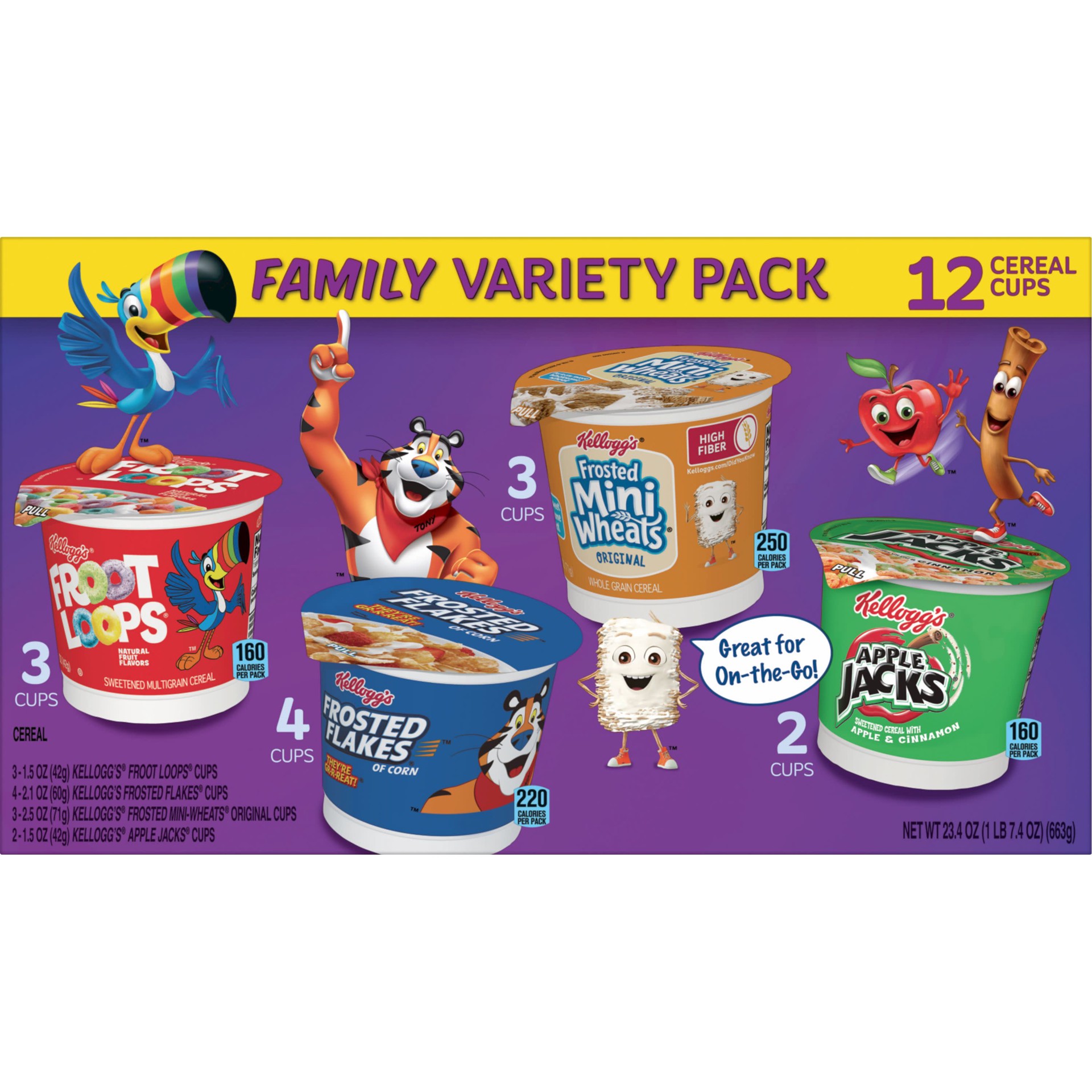 Kellogg's Family Variety Pack Breakfast Cereal Cups 23.4 Oz | Shipt