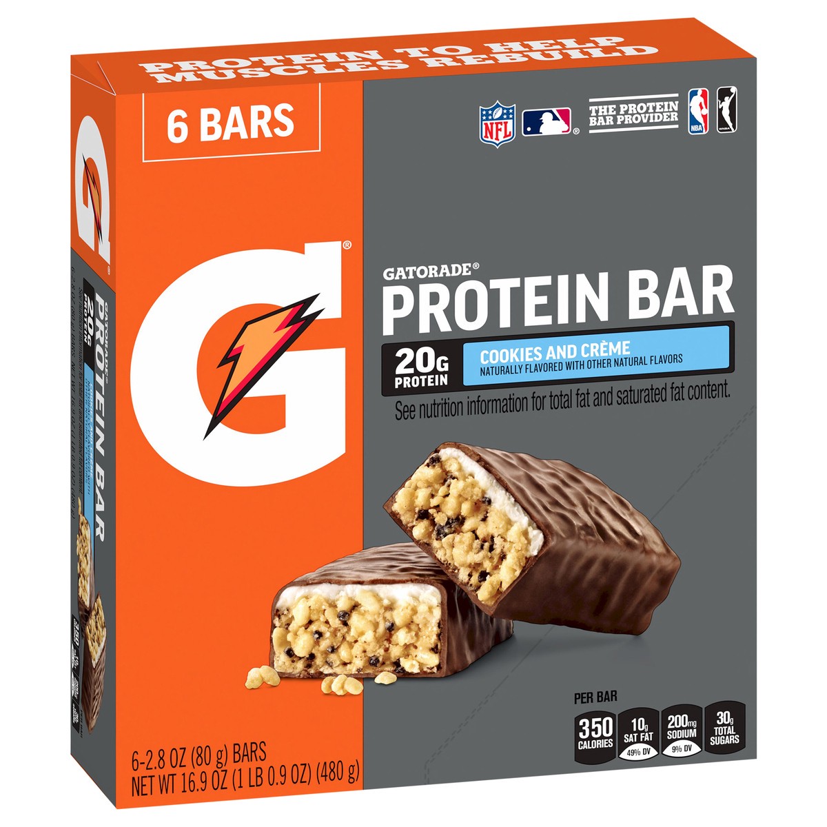 slide 3 of 6, Gatorade Protein Bar Cookies And Creme 2.8 Oz 6 Count, 6 ct
