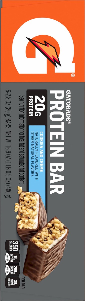 slide 2 of 6, Gatorade Protein Bar Cookies And Creme 2.8 Oz 6 Count, 6 ct