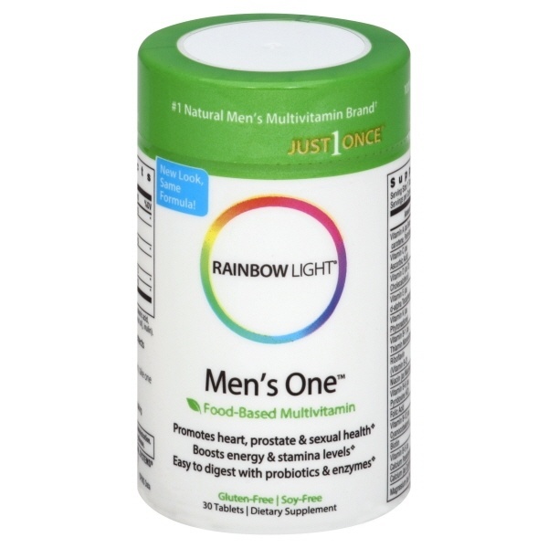 slide 1 of 1, Rainbow Light Just Once Men's One Food-Based Multivitamin Tablets, 30 ct