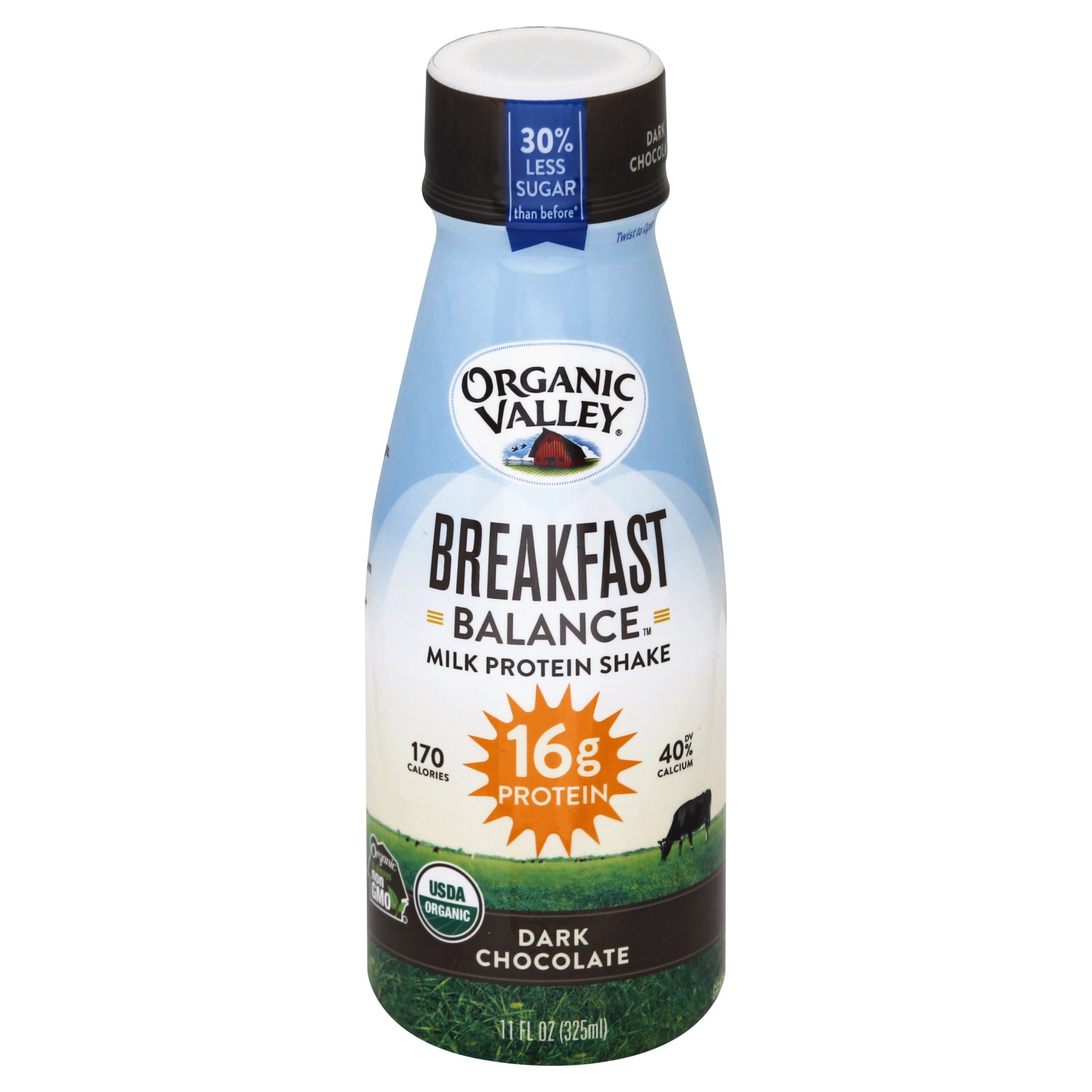 slide 1 of 1, Organic Valley Breakfast Balance Dark Chocolate Milk Protein Shake, 11 fl oz