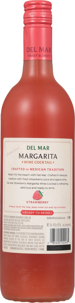 slide 2 of 9, Del Mar Margarita Strawberry Wine Cocktail 750 ml, 750 ml