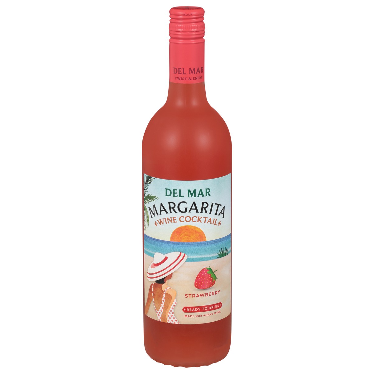 slide 1 of 9, Del Mar Margarita Strawberry Wine Cocktail 750 ml, 750 ml