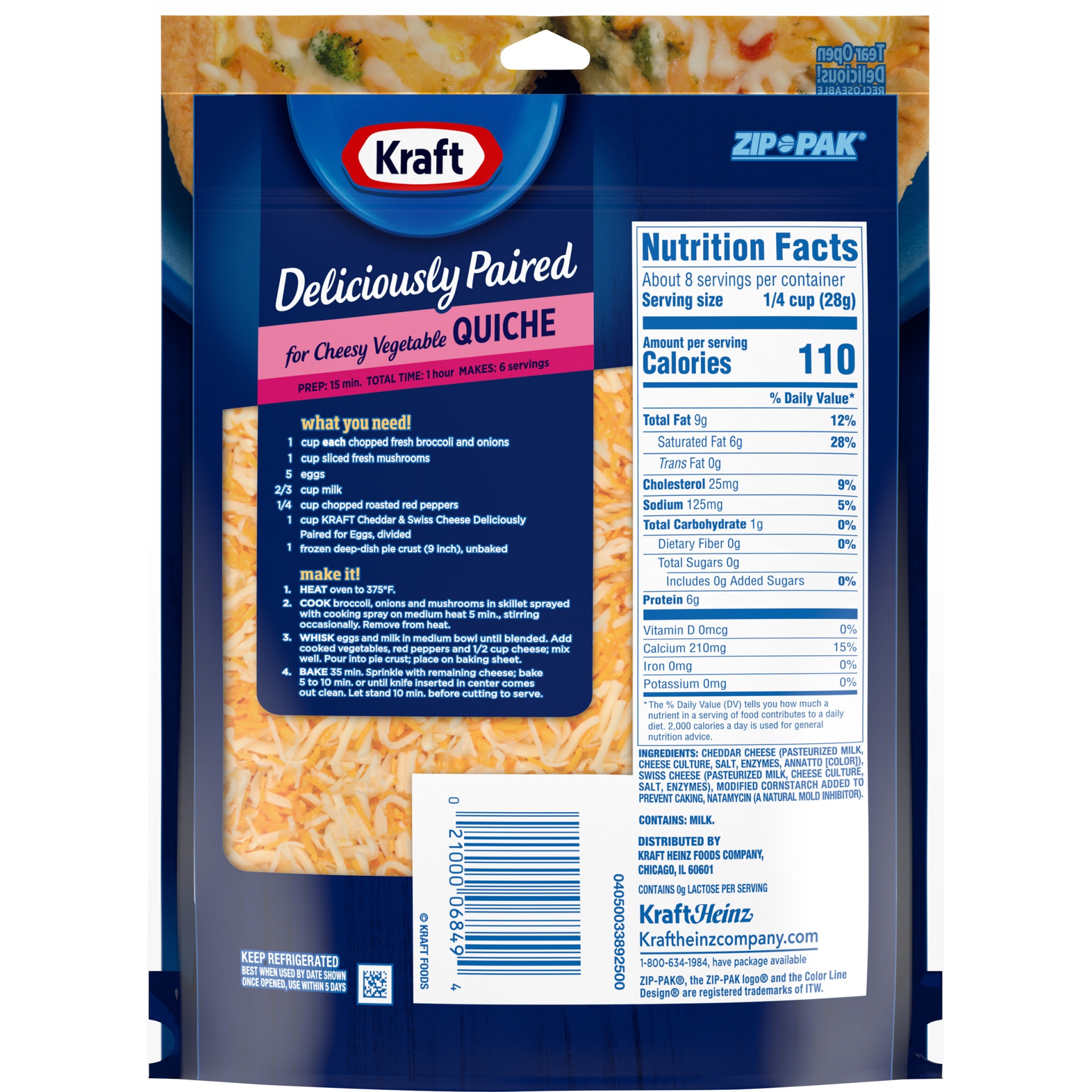 slide 2 of 2, Kraft Deliciously Paired Cheddar & Swiss Shredded Cheese for Eggs, 8 oz