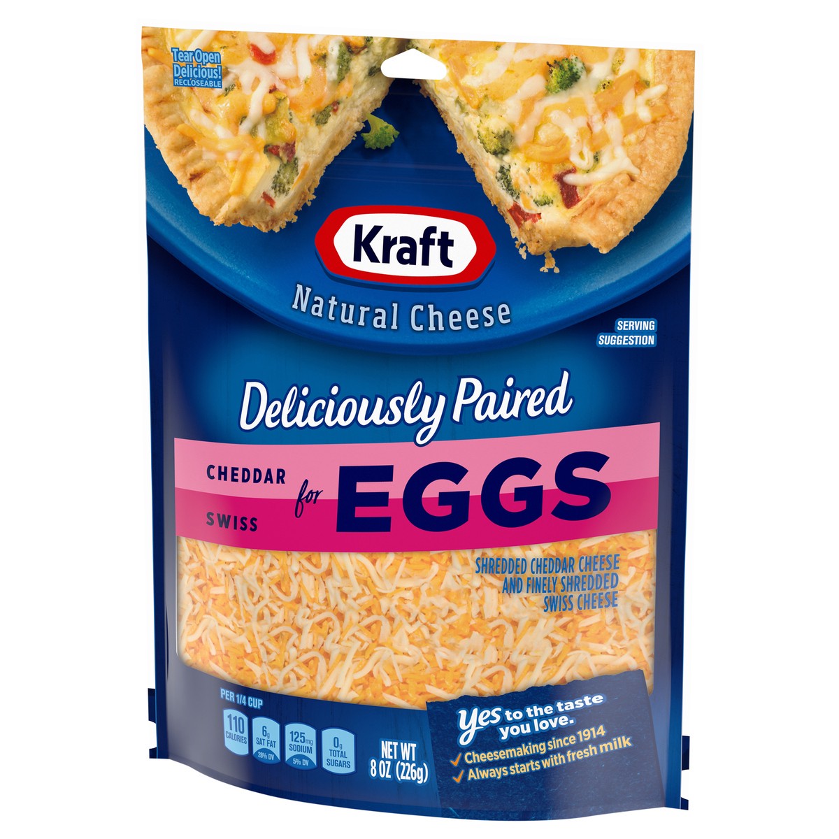 slide 3 of 11, Kraft Deliciously Paired Cheddar & Swiss Shredded Cheese for Eggs, 8 oz Bag, 8 oz